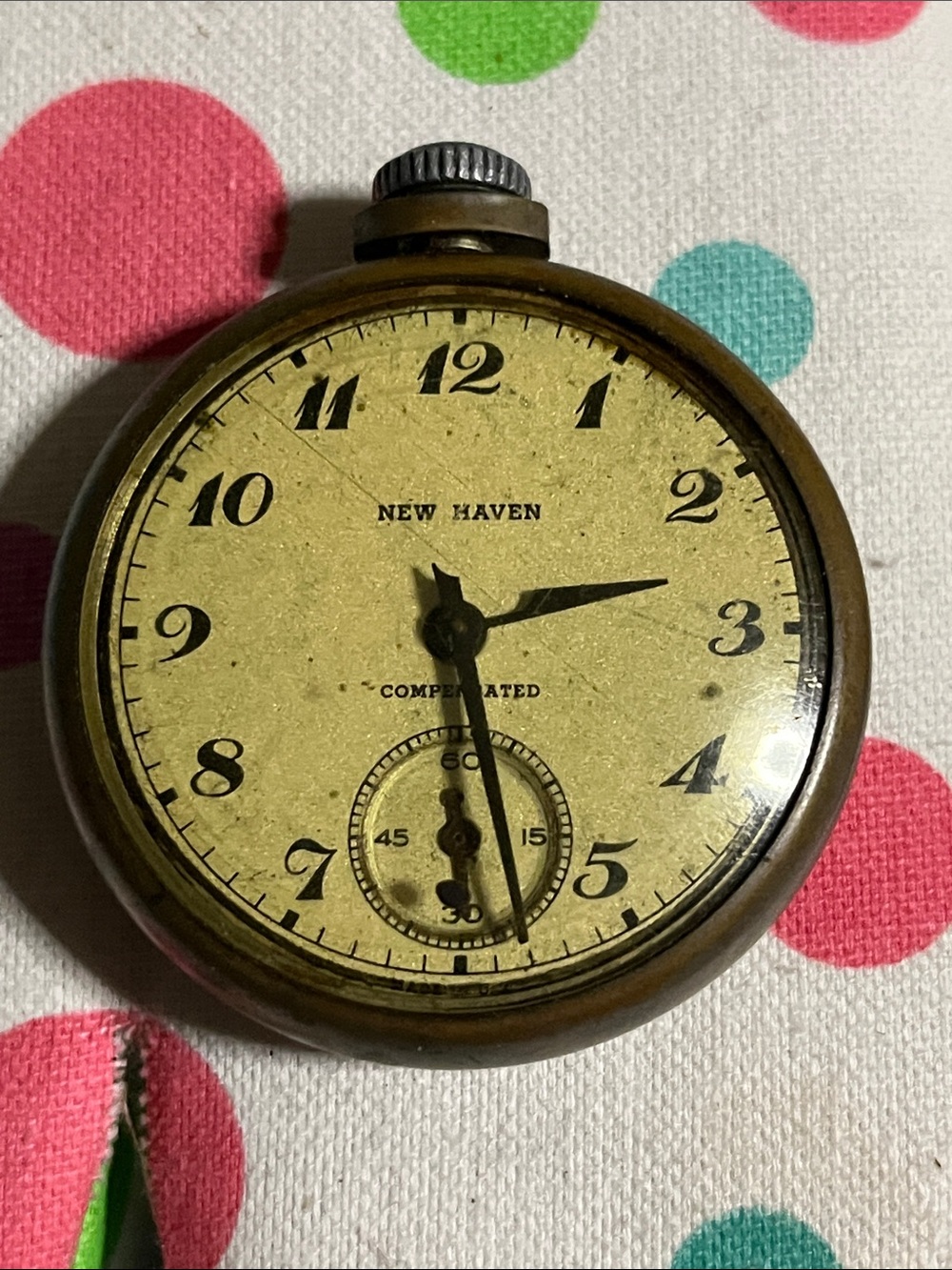 Brass Pocket-Style Wall Clock - Cream Dial